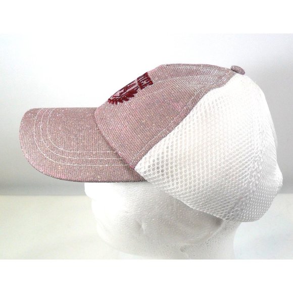 Justice Pink Shimmering Sparkle Pony Tail Ball Cap Hat - Picture 5 of 5